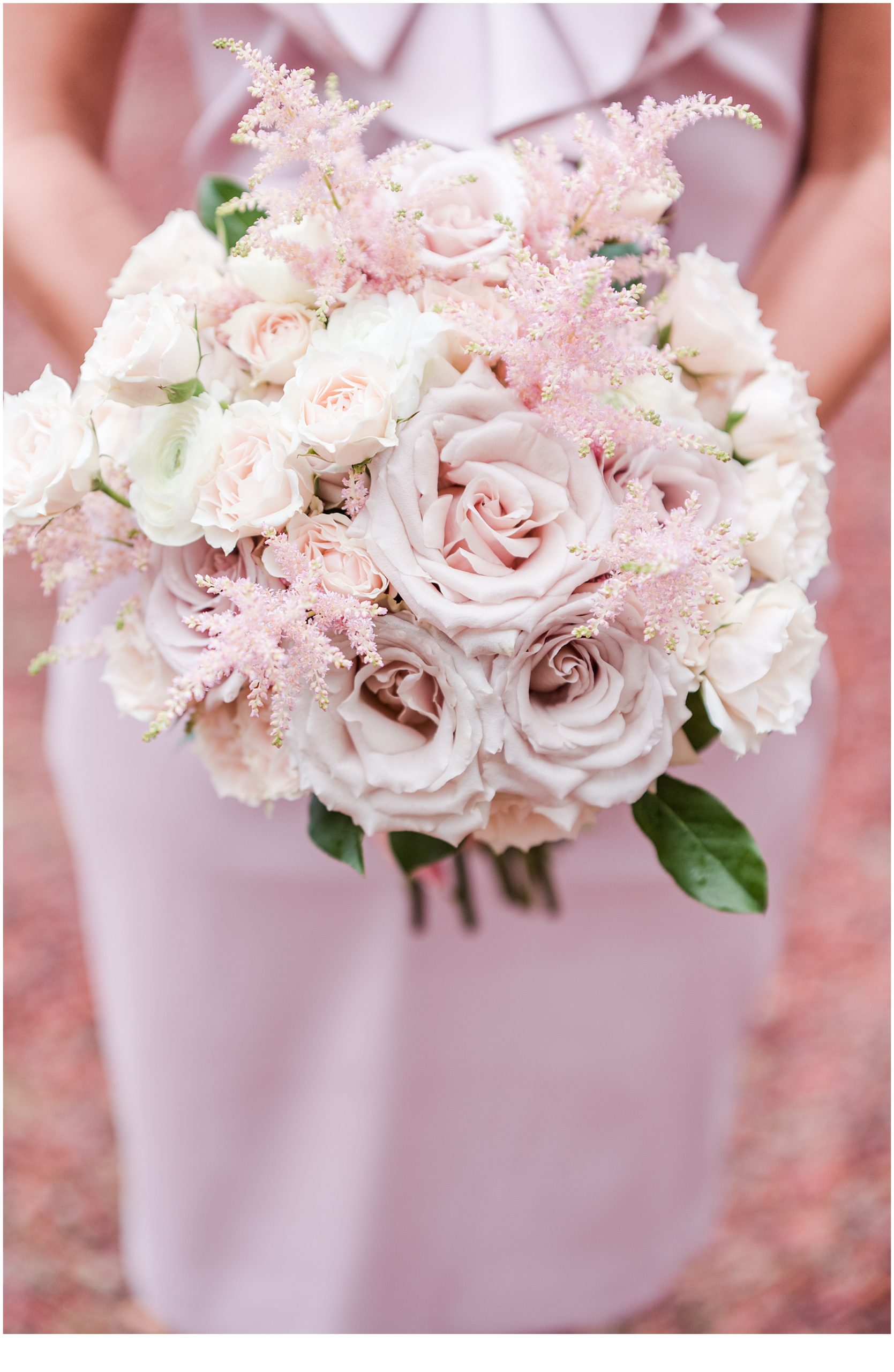 Pink and white rose bouquet.