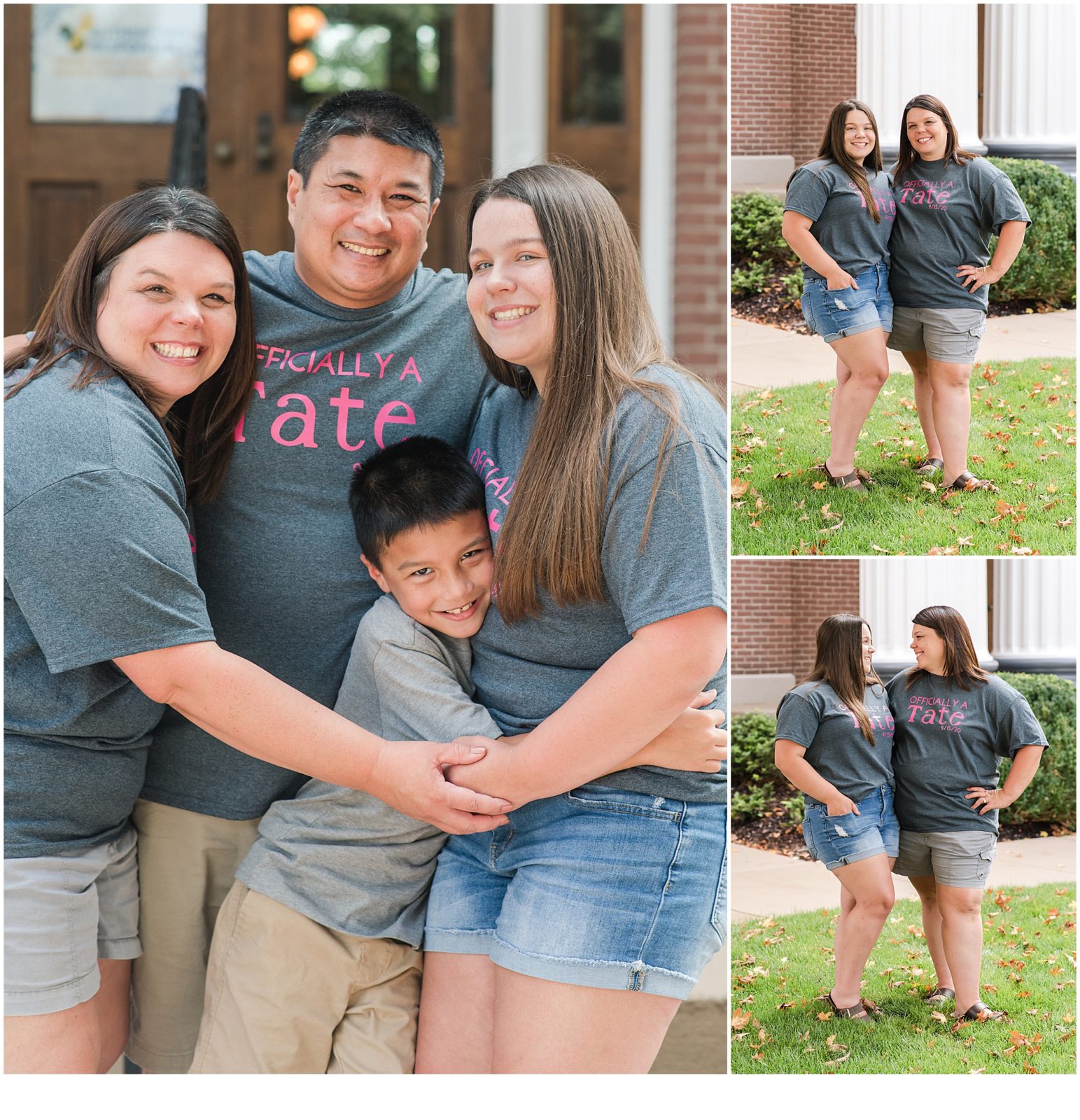 Family pictures in front of the Murfreesboro Courthouse, after big sister's adoption.