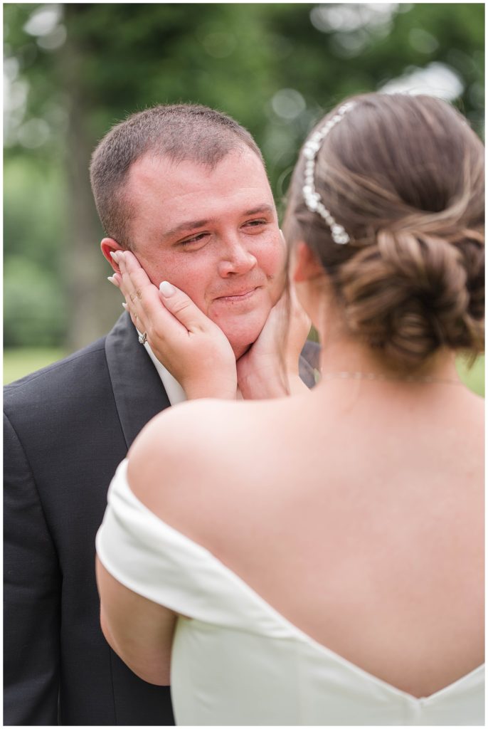 Bride and groom first look. King's Chapel, Arrington, TN- Neely Roberts Photography