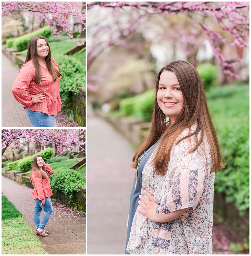 Nashville senior girl photos with Cherry Blossom Trees.