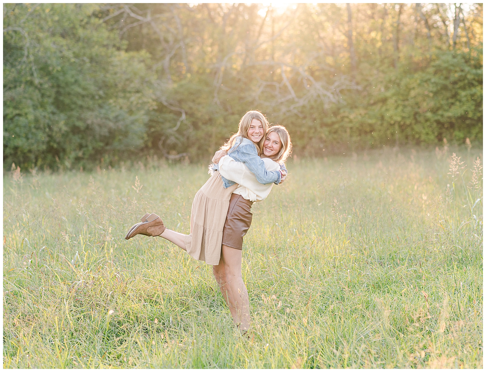 Sisters hugging during their legacy family portrait session in Nashville, TN